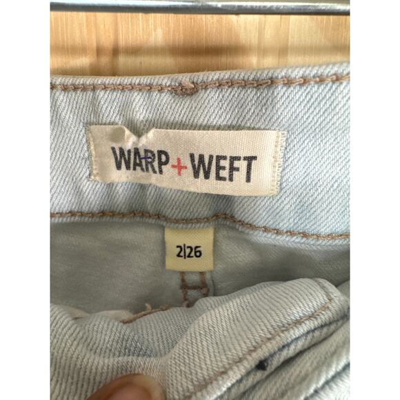 Warp + Weft Wide Leg Jeans Women’s Size 2 / 26 Light Wash NCE Nice Cote Crop - Picture 6 of 9
